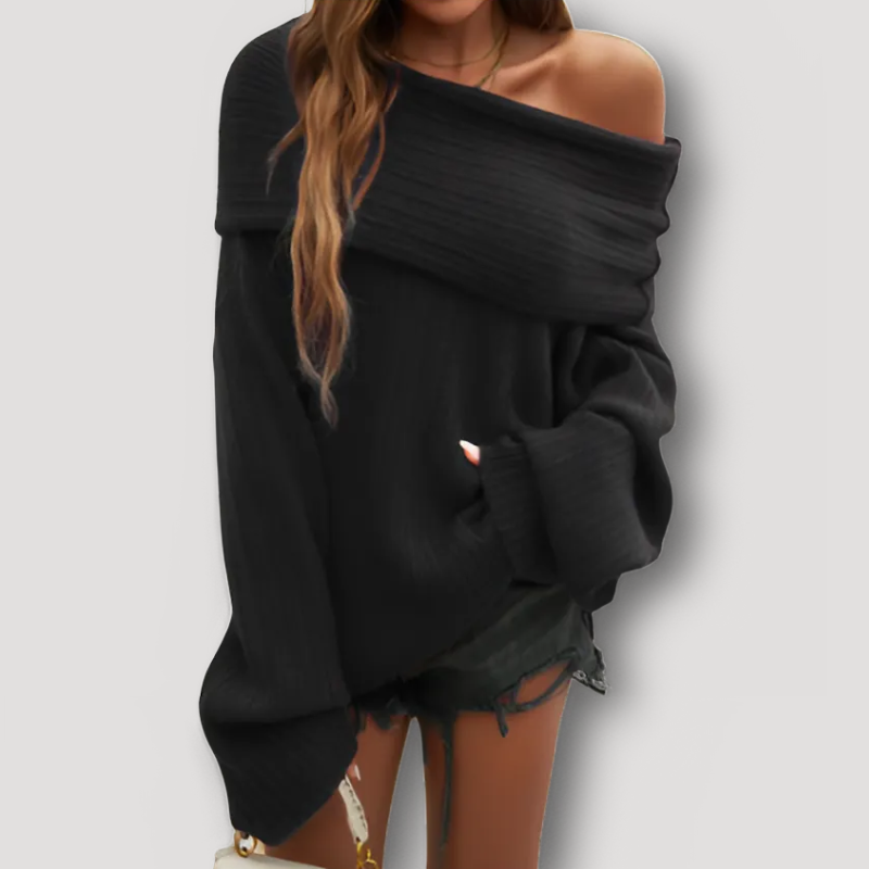 Cozy Off Shoulder Ribbed Women Knit Sweater