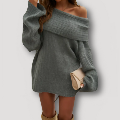 Cozy Off Shoulder Ribbed Women Knit Sweater