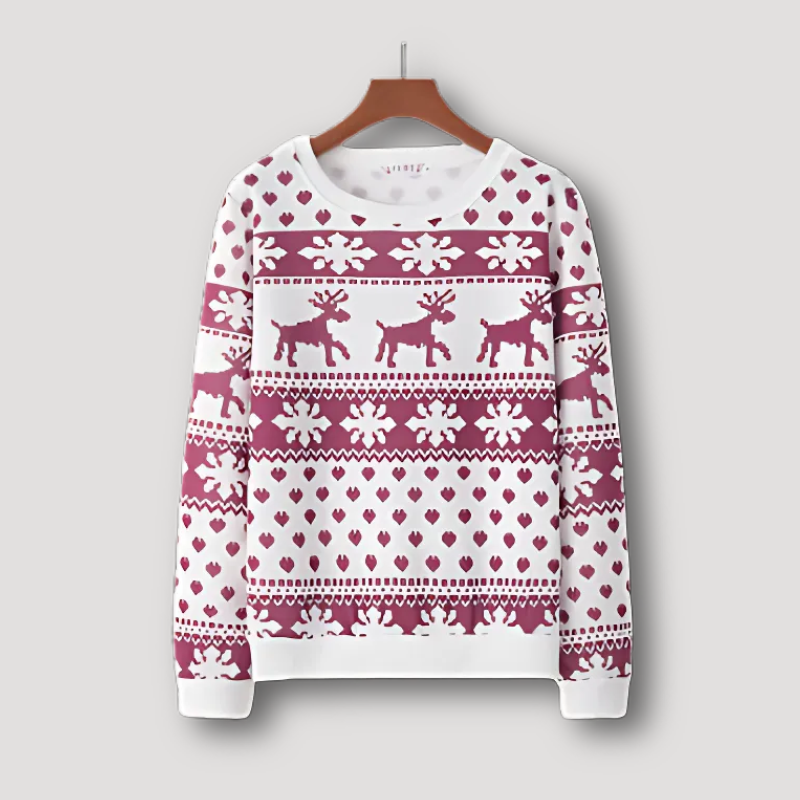 Festive Nordic Snowflakes Reindeer Holiday Sweater Christmas