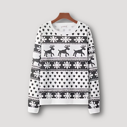 Festive Nordic Snowflakes Reindeer Holiday Sweater Christmas