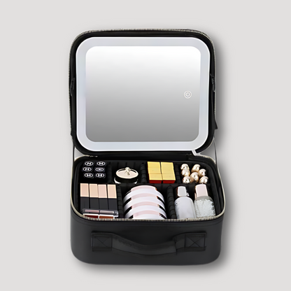 Rectangular Cosmetic Travel Bag Built-in LED Light Mirror