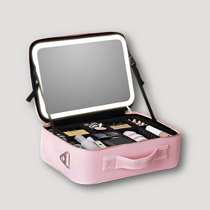 Rectangular Cosmetic Travel Bag Built-in LED Light Mirror