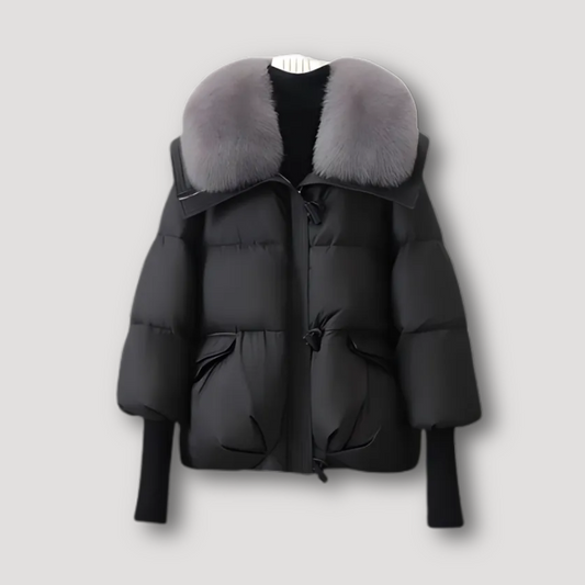 Faux Fur Collar Windbreaker Puffer Jacket for Women