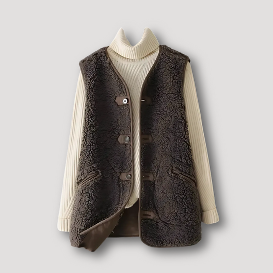 Cozy Chocolate Brown Sherpa Vest for Women