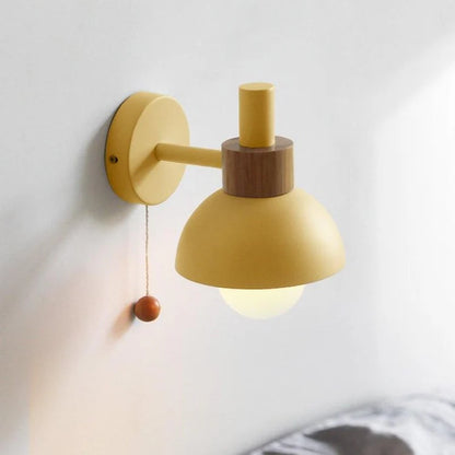 Wood Colored Sconce Wall Lamp - Metal Globe - Nordic Flair