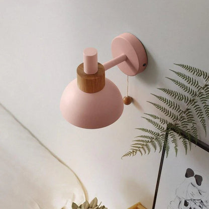 Wood Colored Sconce Wall Lamp - Metal Globe - Nordic Flair