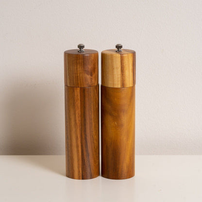 Wood Style Salt And Pepper Grinders - Stylish Functional - Acacia Material