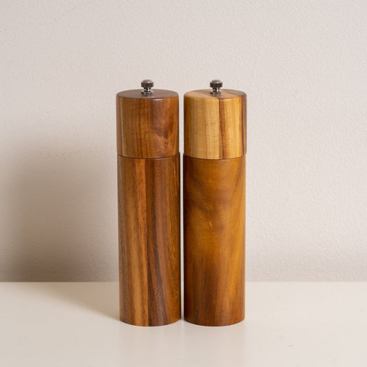 Wood Style Salt And Pepper Grinders - Stylish Functional - Acacia Material
