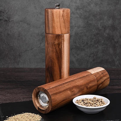 Wood Style Salt And Pepper Grinders - Stylish Functional - Acacia Material