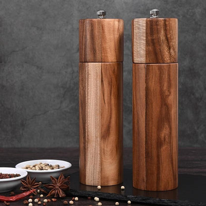 Wood Style Salt And Pepper Grinders - Stylish Functional - Acacia Material