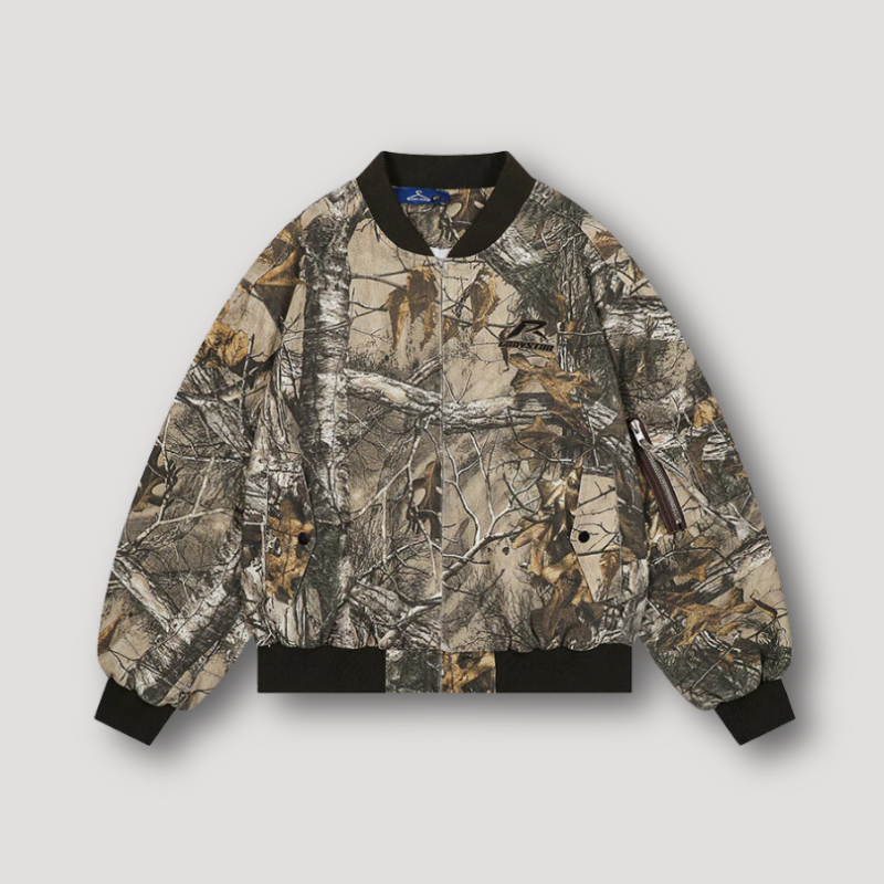 Wood Camouflage Bomber Jacket for Men