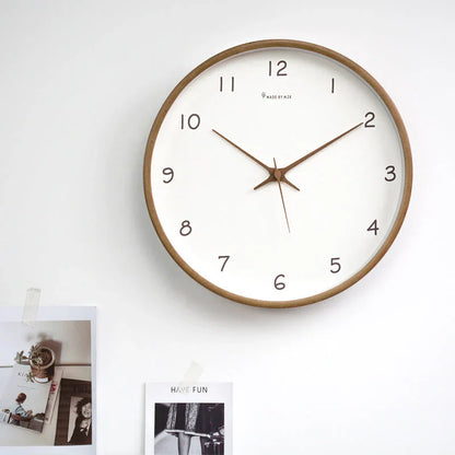 Wooden Analog Wall Clock - Minimalist - Non Ticking - Battery Operated