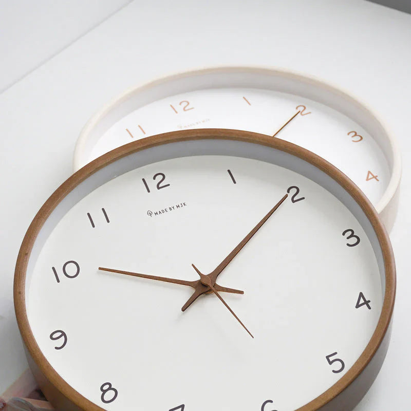 Wooden Analog Wall Clock - Minimalist - Non Ticking - Battery Operated