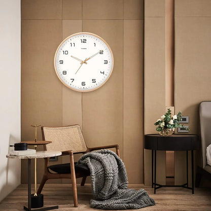 Wooden Analog Wall Clock - Minimalist - Non Ticking - Battery Operated