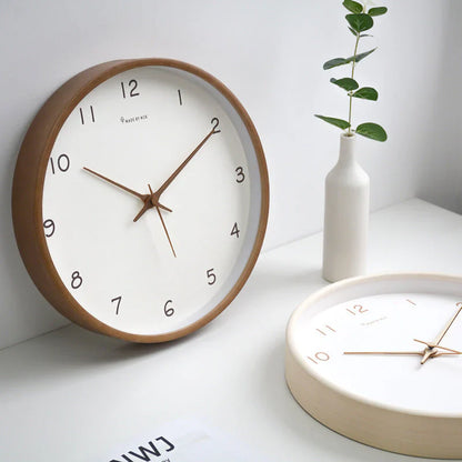 Wooden Analog Wall Clock - Minimalist - Non Ticking - Battery Operated