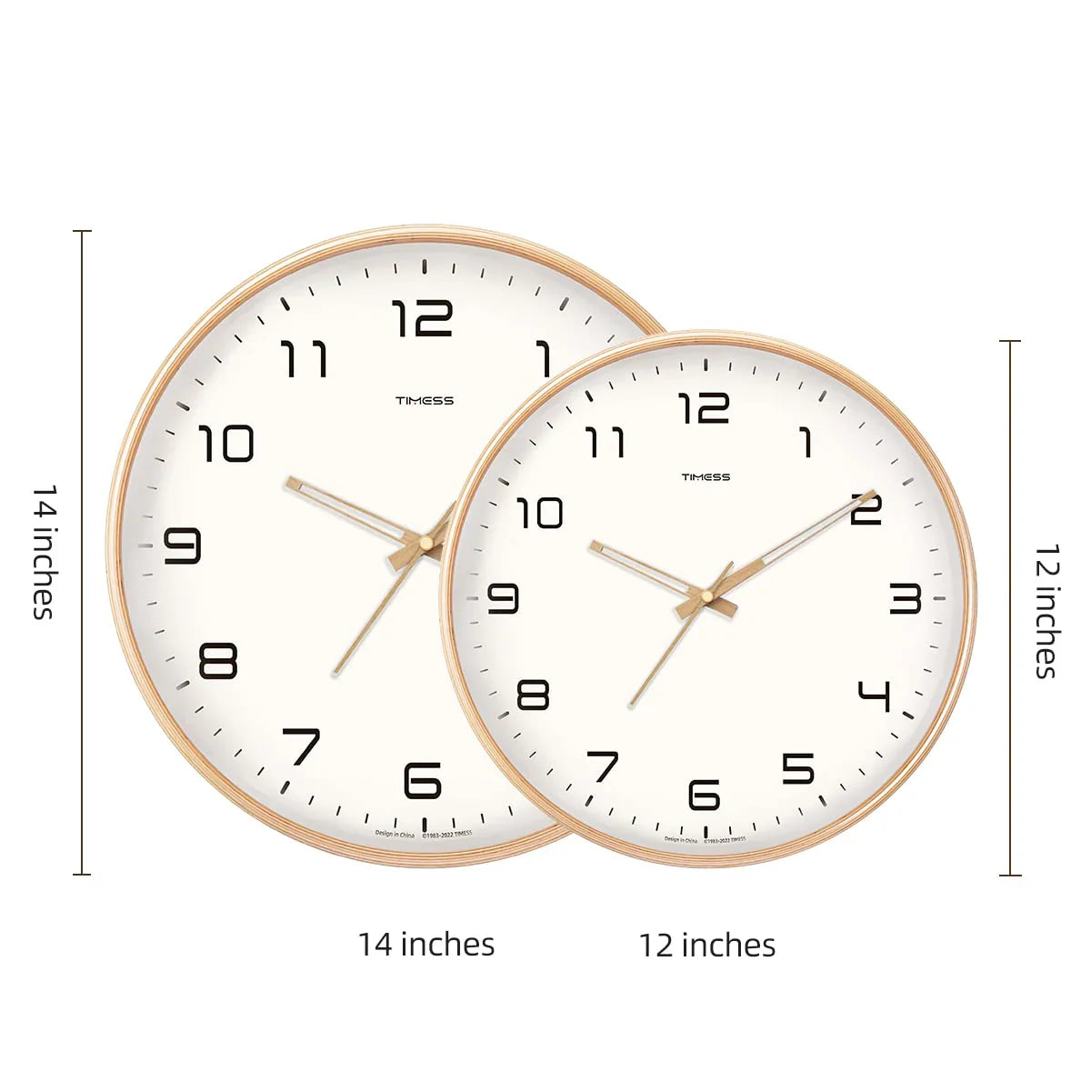 Wooden Analog Wall Clock - Minimalist - Non Ticking - Battery Operated