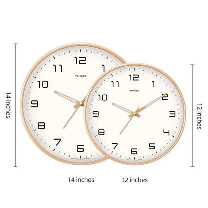 Wooden Analog Wall Clock - Minimalist - Non Ticking - Battery Operated