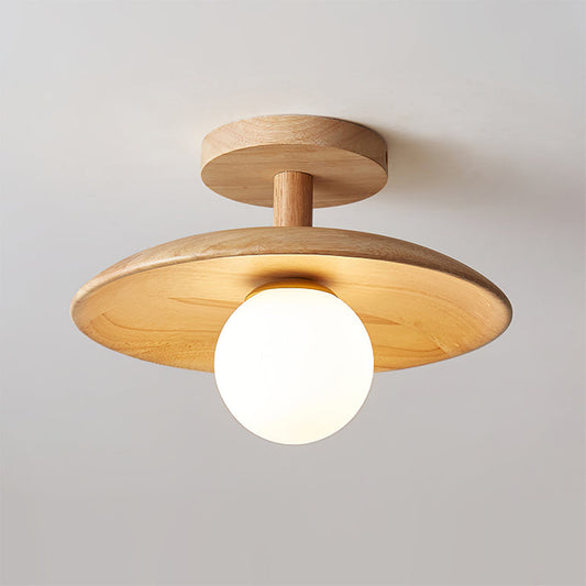 Wooden Ceiling Rustic Lamp - Ash Wood Material - Led Bulb