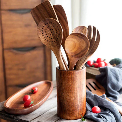 Wooden Cooking Utensils Holder - Durable - Eco-Friendly - Organizer - Utensils Storage