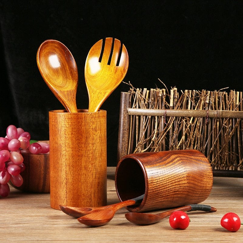 Wooden Cooking Utensils Holder - Durable - Eco-Friendly - Organizer - Utensils Storage