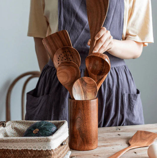 Wooden Cooking Utensils Holder - Durable - Eco-Friendly - Organizer - Utensils Storage