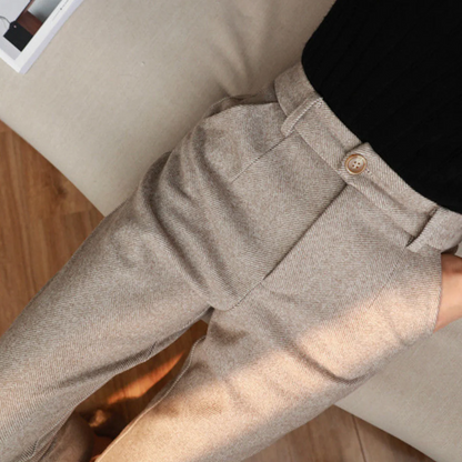 Casual Slim Fit Harem Pencil Wool Pants for Women