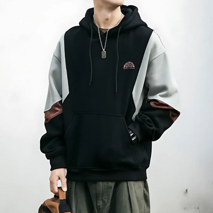 Color Blocked Patchwork Oversized Hoodie Men