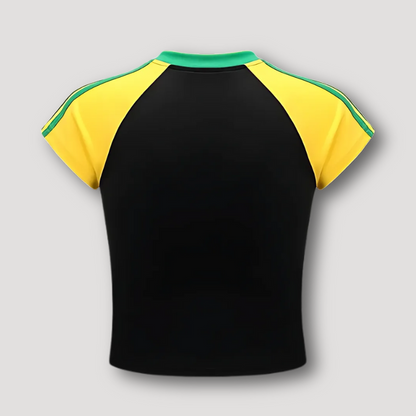 Black and Yellow Jamaica Crop Tee