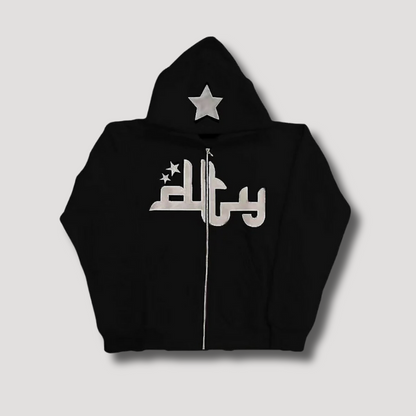 Star Zip Up Hoodie Streetwear