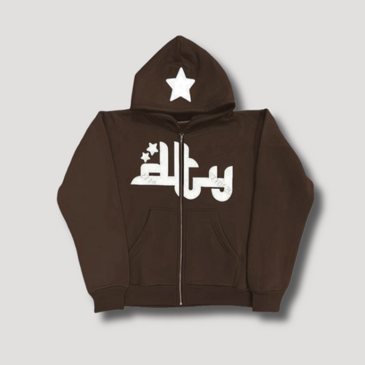 Star Zip Up Hoodie Streetwear