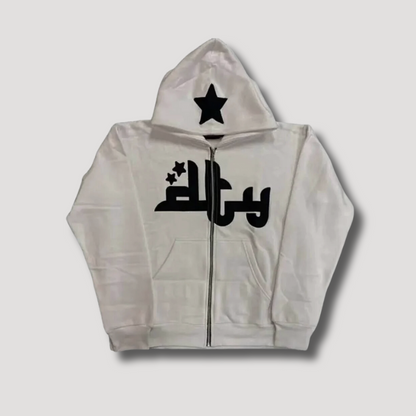 Star Zip Up Hoodie Streetwear