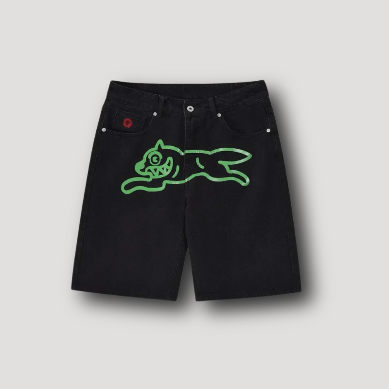 Glow in the Dark Dog Flying Denim Shorts