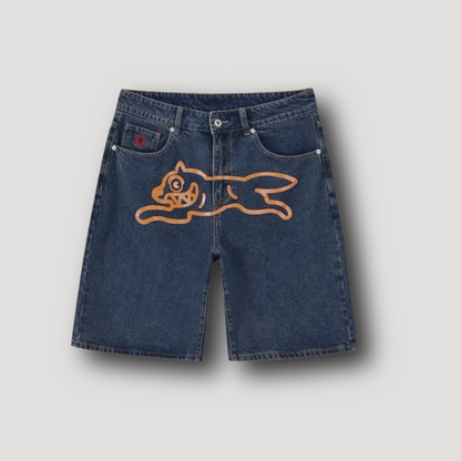 Glow in the Dark Dog Flying Denim Shorts
