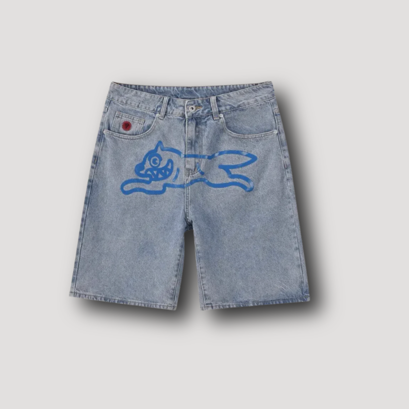 Glow in the Dark Dog Flying Denim Shorts