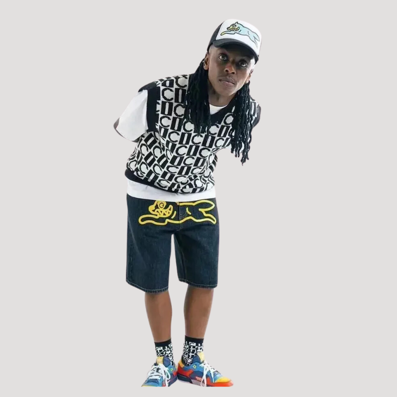 Glow in the Dark Dog Flying Denim Shorts