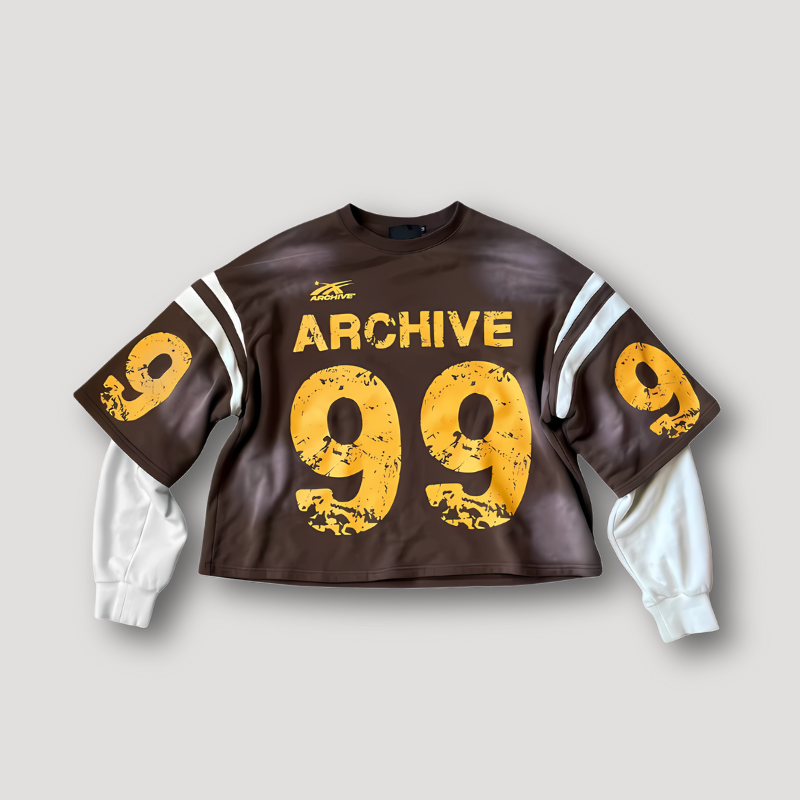 Vintage Brown Jersey Style Sweatshirt 'ARCHIVE 99'