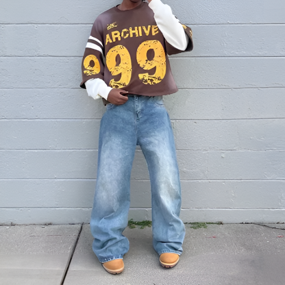 Vintage Brown Jersey Style Sweatshirt 'ARCHIVE 99'