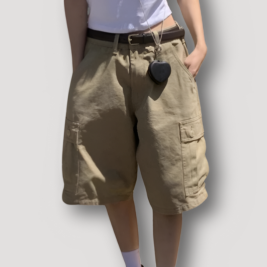 Vintage Summer Wide Leg Baggy Cargo Shorts for Women