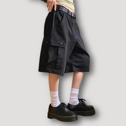 Vintage Summer Wide Leg Baggy Cargo Shorts for Women