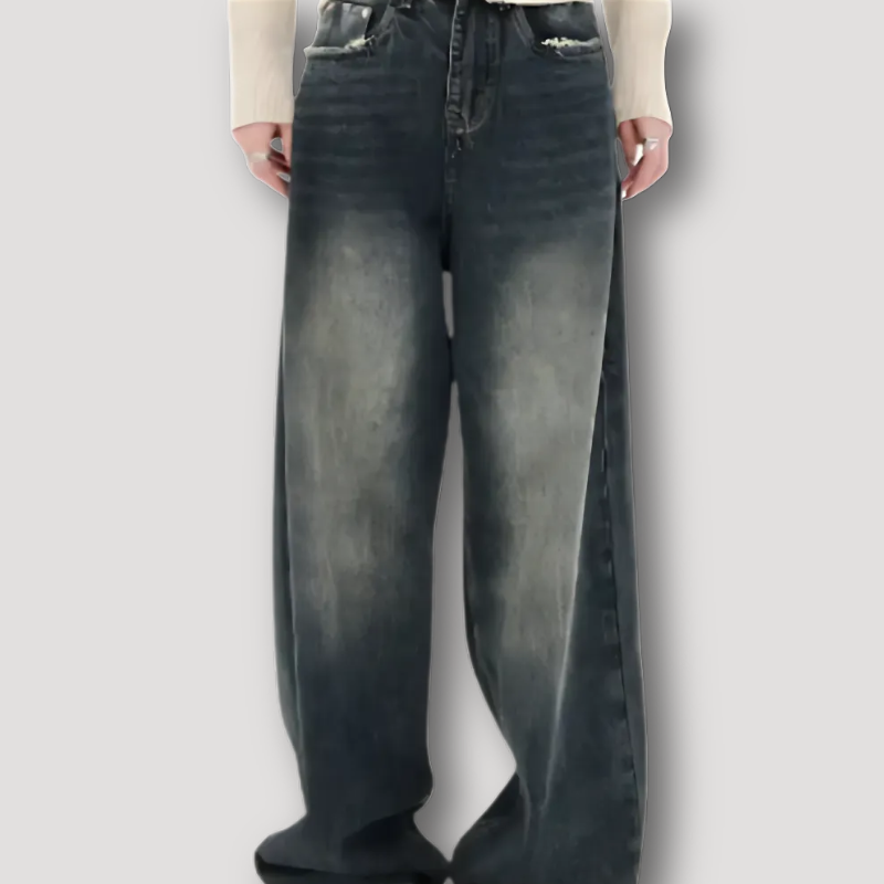 Vintage Washed Loose Fit Jeans for Women