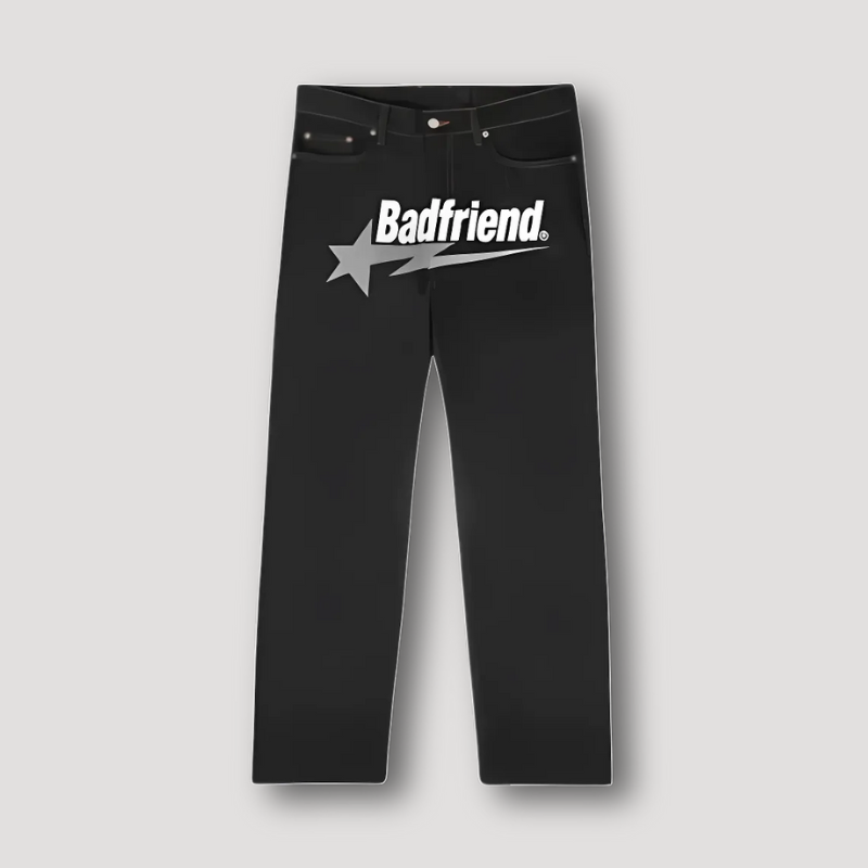 Lightning Star 'Badfriend' Men's Black Jeans Straight Leg