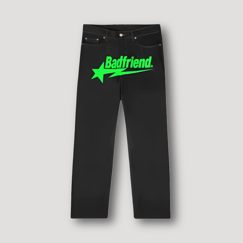 Lightning Star 'Badfriend' Men's Black Jeans Straight Leg