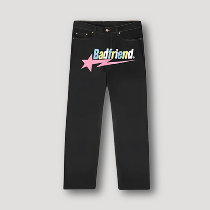 Lightning Star 'Badfriend' Men's Black Jeans Straight Leg