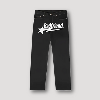 Lightning Star 'Badfriend' Men's Black Jeans Straight Leg