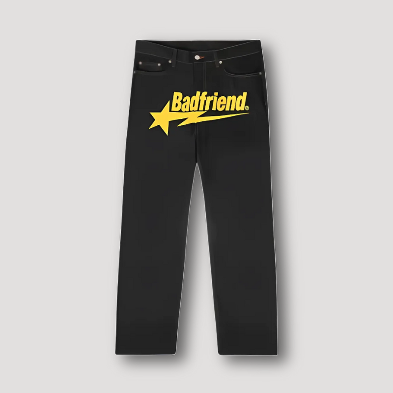 Lightning Star 'Badfriend' Men's Black Jeans Straight Leg