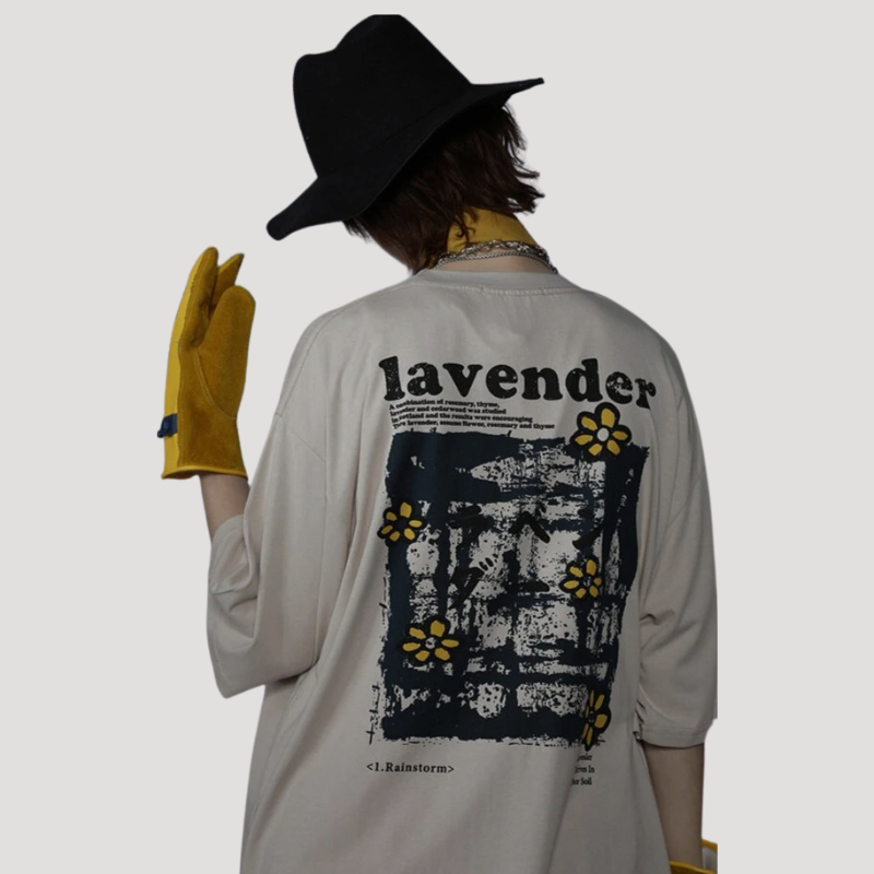 Lavender Oversized Graphic Tees