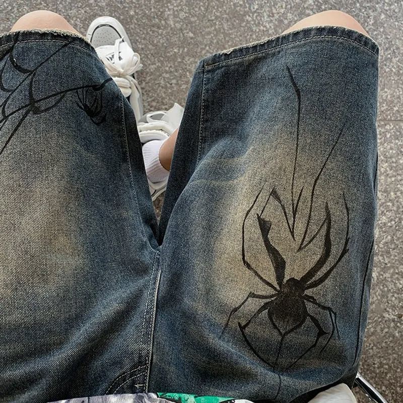 Y2k Spider Denim Shorts - Spider Punk