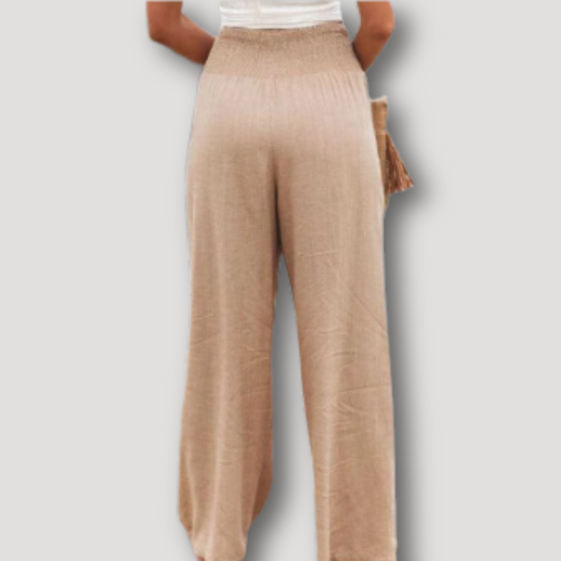 High Waisted Wide Leg Trousers Women's Linen Pants