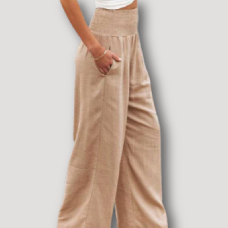 High Waisted Wide Leg Trousers Women's Linen Pants