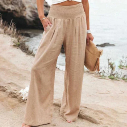 High Waisted Wide Leg Trousers Women's Linen Pants